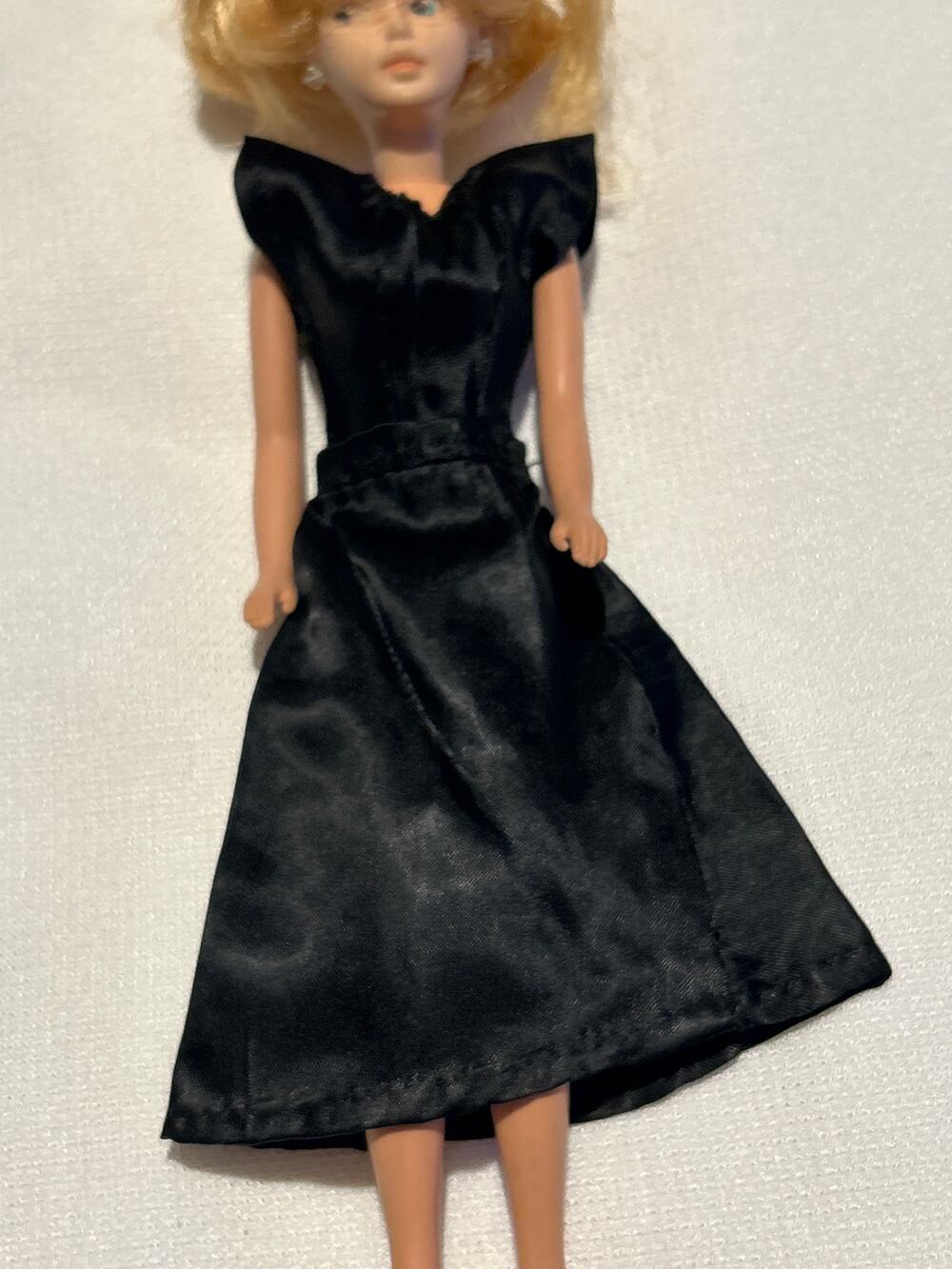 Vtg Black Satin Evening Doll Dress Fits Tressy 12’ & 12’ Fashion Dolls Homemade